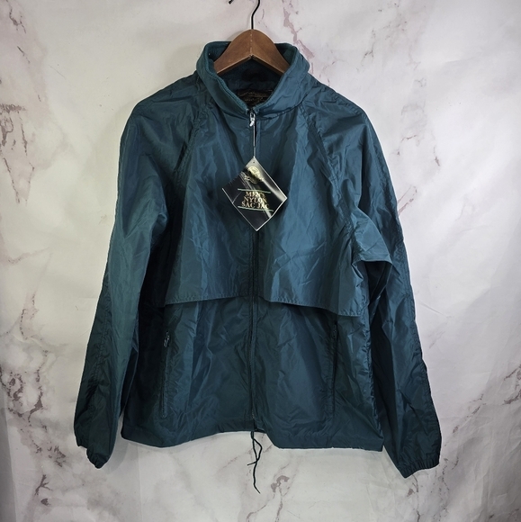 Vintage Eddie Bauer Jacket Men Large Forest Windbreaker Nylon Anorak Sac Jac NOS - Picture 1 of 15